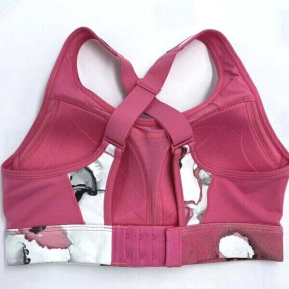 Under Armour S UA Reflect High Printed Sports Bra Pink White Gray Small - Picture 3 of 5